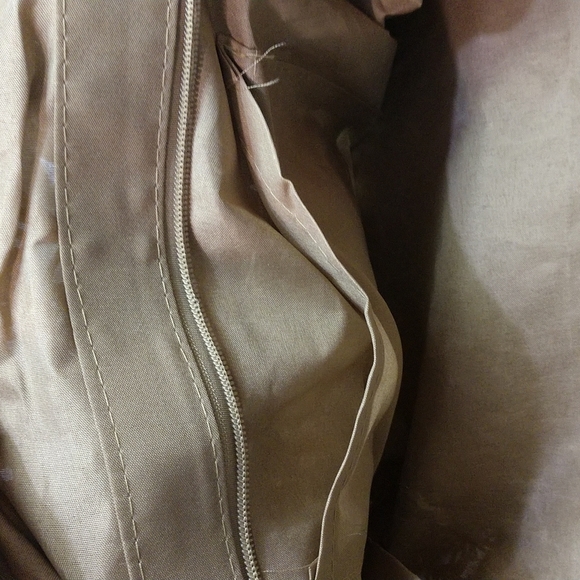 SALE Circle Handmade Crochet Shoulder Tote Bag Lined Zipper Light Brown Boho - Picture 10 of 13